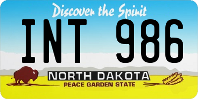 ND license plate INT986