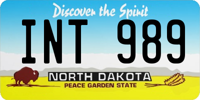ND license plate INT989