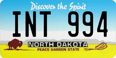 ND license plate INT994