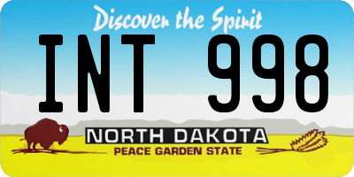 ND license plate INT998