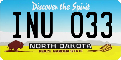 ND license plate INU033