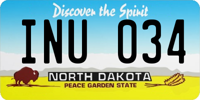 ND license plate INU034