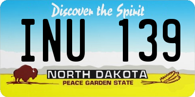 ND license plate INU139