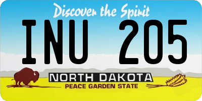 ND license plate INU205