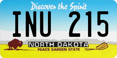 ND license plate INU215