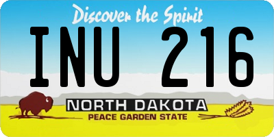 ND license plate INU216