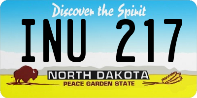 ND license plate INU217