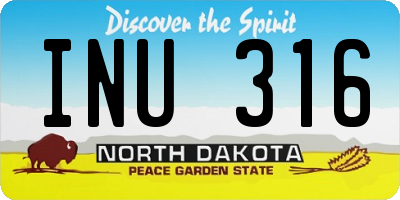 ND license plate INU316