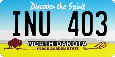 ND license plate INU403