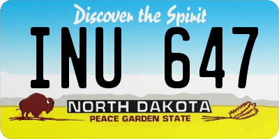ND license plate INU647