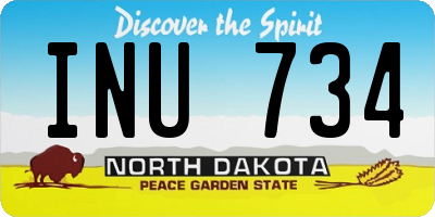 ND license plate INU734