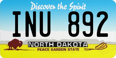 ND license plate INU892