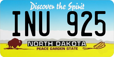 ND license plate INU925