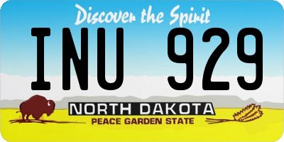 ND license plate INU929