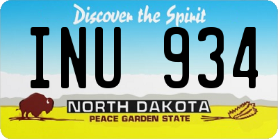 ND license plate INU934
