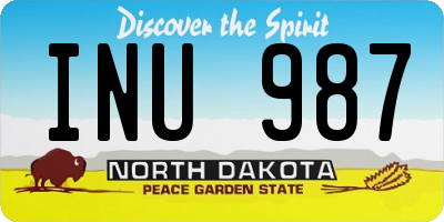 ND license plate INU987