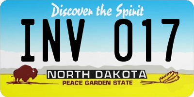 ND license plate INV017