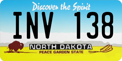 ND license plate INV138