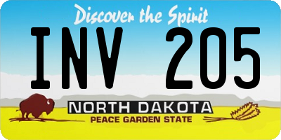 ND license plate INV205