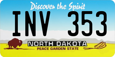 ND license plate INV353