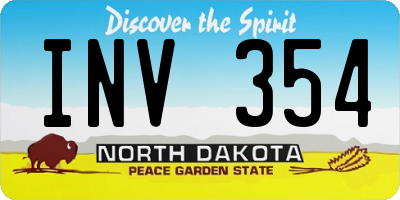 ND license plate INV354