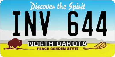 ND license plate INV644