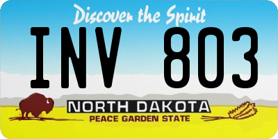 ND license plate INV803