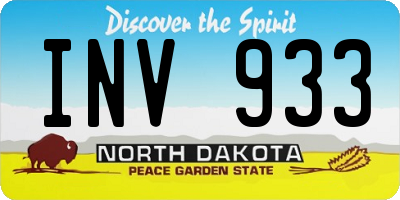 ND license plate INV933