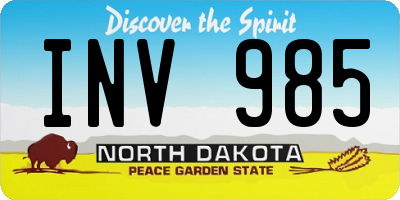 ND license plate INV985
