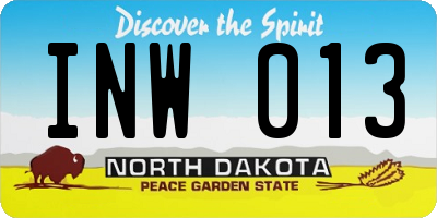 ND license plate INW013