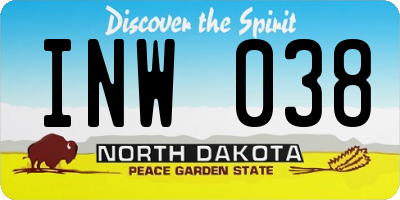 ND license plate INW038