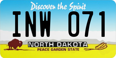 ND license plate INW071
