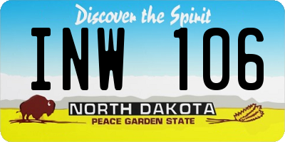 ND license plate INW106