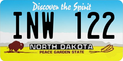 ND license plate INW122