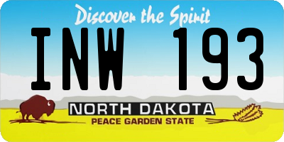 ND license plate INW193