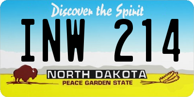 ND license plate INW214