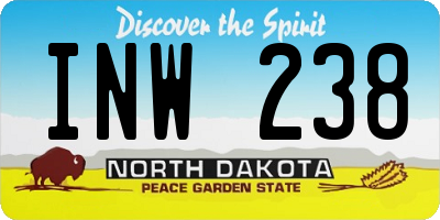 ND license plate INW238