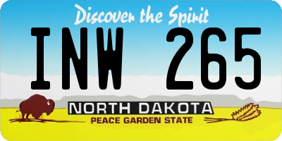ND license plate INW265
