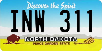 ND license plate INW311