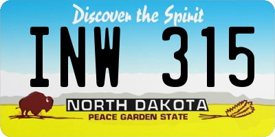 ND license plate INW315