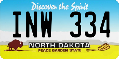 ND license plate INW334