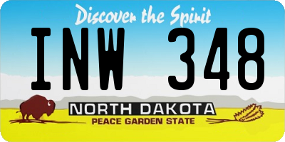 ND license plate INW348