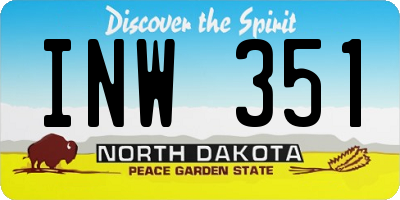 ND license plate INW351