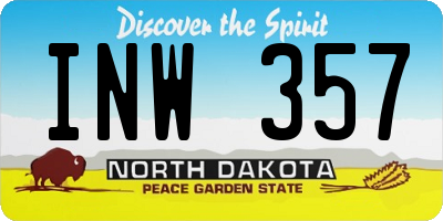 ND license plate INW357