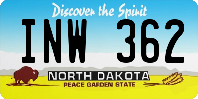 ND license plate INW362