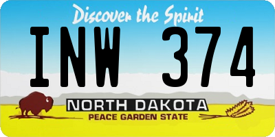 ND license plate INW374