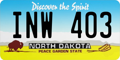 ND license plate INW403