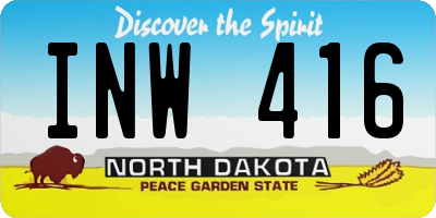 ND license plate INW416