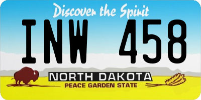 ND license plate INW458