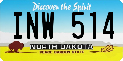 ND license plate INW514